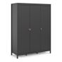 Barcelona Wardrobe with 3 Doors in Matt Black - Matt Black