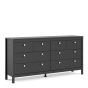 Madrid Double dresser 4+4 Drawers in Matt Black - Matt Black