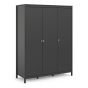 Madrid Wardrobe with 3 Doors in Matt Black - Matt Black