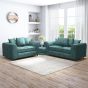 LORVANI Fabric 3 and 2 Seater Scatterback Sofa Set - Teal