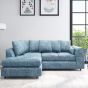 LORVANI Fabric 4 Seater L Shaped Scatterback Corner Sofa - Sky Blue, Left Hand Facing