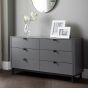 Chloe Retro Style 6 Drawers Chest of Drawer- Grey