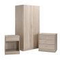 Delta 3PC Wardrobe Chest and Bedside Set - Sonoma Oak