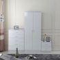 3PC High Gloss Wardrobe Set Wardrobe Chest and Bedside - White