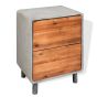 Nightstand Concrete Solid Acacia Wood 40x30x50cm