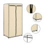 Wardrobe Iron Frame and Fabric Cover with Zippers - Cream 75x50x160cm