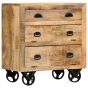 Side Cabinet with Wheel 70x40x75 cm Solid Mango Wood