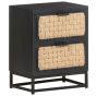 Bedside Cabinet 40x30x50cm Solid Mango Wood Black - Tiao