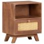 Bedside Cabinet 40x30x50cm Solid Mango Wood Wheat Finish Natural - Aifen