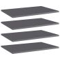 Bookshelf Boards 4 pcs High Gloss Grey 60x40x1.5 cm Engineered Wood