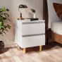 Bed Cabinet with Solid Pinewood Legs White 40x35x50cm