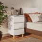 Bed Cabinet with Solid Wood Legs White 40x35x69cm
