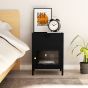 Nightstand Black 40x30x54.5cm Steel and Glass