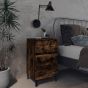 Bed Cabinet with Metal Legs Smoked Oak 40x35x69cm