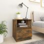 Bedside Cabinet Smoked Oak 40x40x50cm Engineered Wood - Noire
