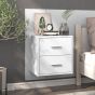 Wall Mounted Bedside Cabinet High Gloss White - Geile