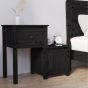Bedside Cabinet Black 79.5x38x65.5cm Solid Wood Pine