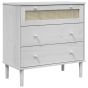 White Rattan Chest of Drawers - MILTON Medium Chest  3 Drawers