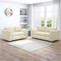 DELANO Plush Velvet 3 and 2 Seater Fullback Sofa Set - Cream