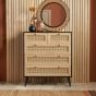 Croxley Rattan Design 5 Drawers Chest - Black