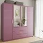 Barnsley 4 Doors Mirrored Wardrobe with 3 Drawers - Plum