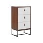 3 Drawer Chest Dark Wood with White