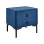 2 Drawer Velvet Bedside Table Blue SEZANNE