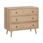 Rattan 3 Drawer Chest Light Wood PONCA