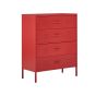 4 Drawer Metal Chest Red ENAGO