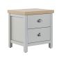 2 Drawer Bedside Table Grey Silver Light Wood - Peche