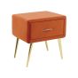 1 Drawer Velvet Bedside Table Orange