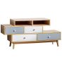 4 Drawer Sideboard Light Wood - White Grey