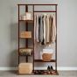 WESTORA Clothes Rack Solid Open Wardrobe Stand with Shelves and Hanging Rail - Natural