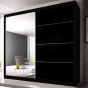 Malta-31 Sliding Mirror Door Wardrobe 183cm - Black Matt