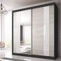 Malta-32 Sliding Mirror Door Wardrobe 203cm - Black Matt