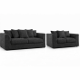 BELVANO Boucle Fabric Scatterback 3 Seater and 2 Seater Sofa Set - Slate