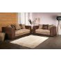 Benson 3 Seater and 2 Seater Sofa Set - Brown and Beige