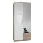 Gema 2 Door 2 Drawer Mirrored Wardrobe - Oak and White Gloss