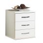 Dewi 3 Drawer Bedside Chest - White