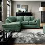 Corner Sofa - HENRY Crushed Chenille Fabric 4 Seater L-Shaped Sofa Left Hand Facing - Rifle Green