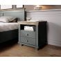 Portugal 2 Drawers Bedside Table with Open Shelf - Green with Oak Lefkas
