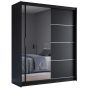 Broadland Sliding Door 180cm Wardrobe with Mirror - Black
