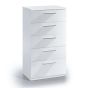 White Chest of Drawers - MARKHAM Tallboy Medium Chest  5 Drawers
