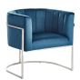 LARVIK Metal Frame Velvet Armchair - Blue