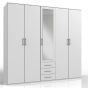 Banha 5 Door 3 Drawer Mirrored Wardrobe - White