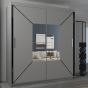 Sliding Wardrobe - BARTHOLOMEW 2 Door Mirrored Wardrobe 150cm - Grey