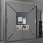 Sliding Wardrobe - BARTHOLOMEW 2 Door Mirrored Wardrobe Grey 203cm
