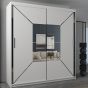 Sliding Wardrobe - BARTHOLOMEW 2 Door Mirrored Wardrobe White 203cm