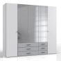 Wardrobe - BONN 5 Door Wardrobe White and Grey 225cm