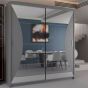 Sliding Wardrobe - CALEDONIA 2 Door Mirrored Wardrobe Grey - 203cm